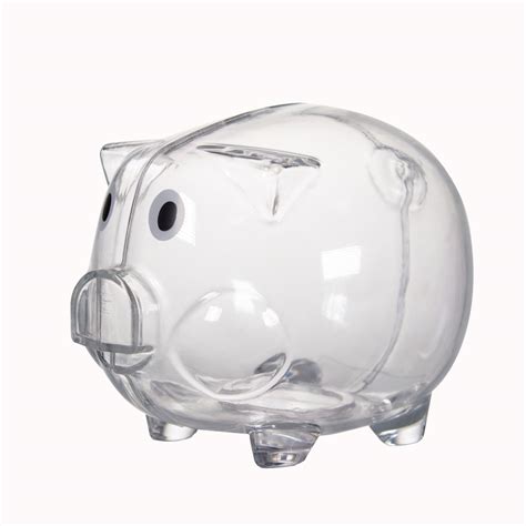 transparent plastic piggy bank